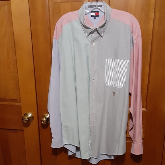 Tommy Hilfiger Color Block Button Down Shirt - Picture 1 of 6